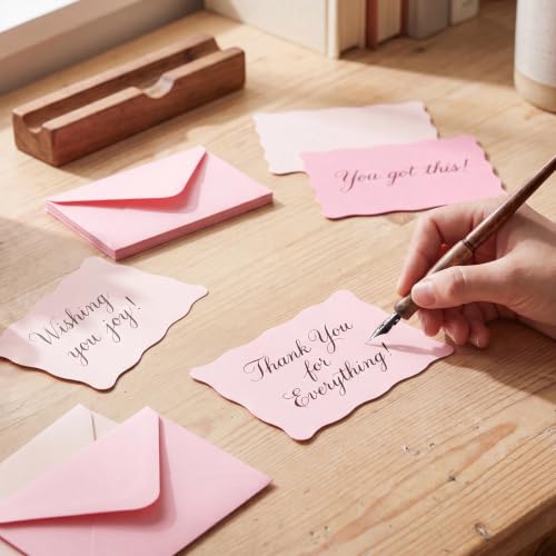 120 Pack Mini Envelopes with Cards, Small Envelopes & Blank Note Cards - color: Pink