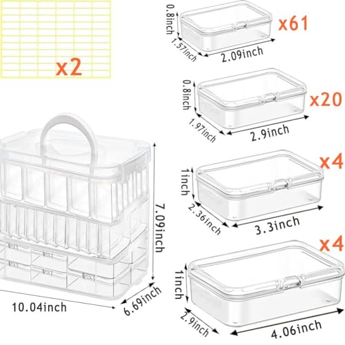 91pcs Bead storage container, 3-Tier bead organizer boxes and craft storage boxes,Bead storage Stackable portable box,DIY Jewelry Craft Nails, Bracelets, Jewelry, Diamonds, Pens, (3 Tier) - color: 3 Tier