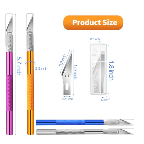 4PCS Exacto Knife, Hobby Knife Craft Knifes with 40PCS Spare Exacto Knife Blades(#11), Profession Exacto Knives Precision Knife for Crafting, Arts, Modeling, Scrapbooking, Stencil