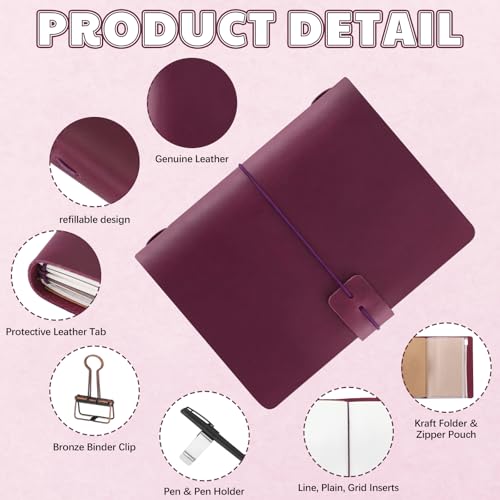 Thenshop Leather Travel Notebook 3 Inserts, Purple, Passport Size - color: Purple, size: Passport Size
