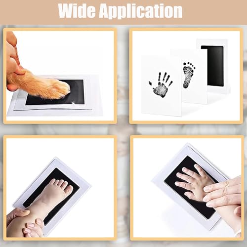 Inkless Hand and Footprint Kit, Newborn Baby Keepsake, 4-Pack | No-Mess Clean Touch Ink Pad for Baby Handprint & Footprint, Non-Toxic Baby Gift, Pet Paw Print Kit（4 Pack Black) - color: 4 pack black