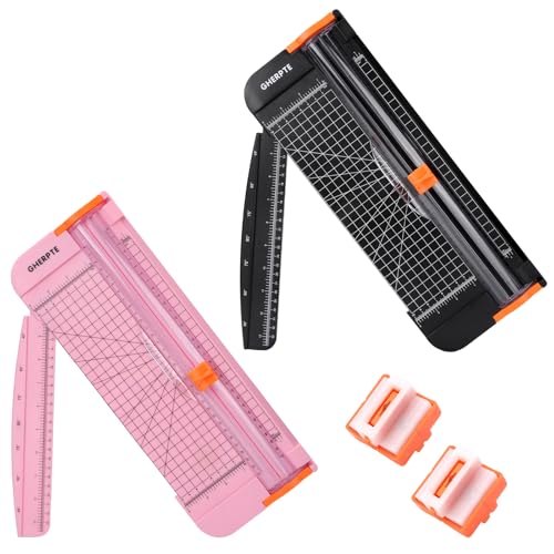 2 Set A4 Paper Cutter 12 Inch Titanium Paper Trimmer Scrapbooking Tool with 2pcs Replacement Blades with Automatic Safety Guard and Side Ruler for Craft Paper,Cardstock,Photo,Coupon, Label