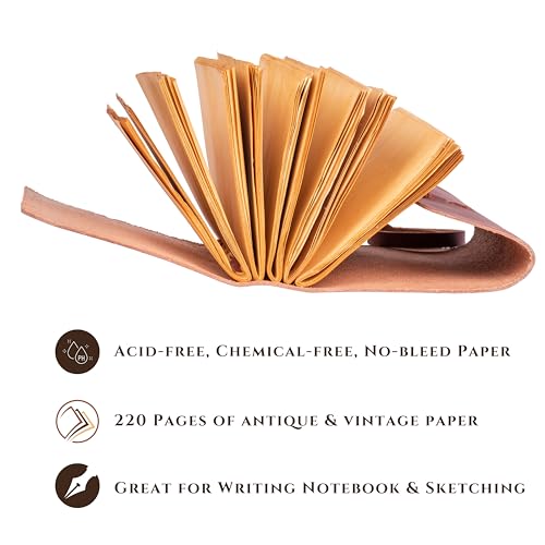 LEATHER VILLAGE Leather Bound Journal For Men Edge Cut, Rustic Brown 7x5. - color: Chocolate Brown, size: 7 inches X 5 inches