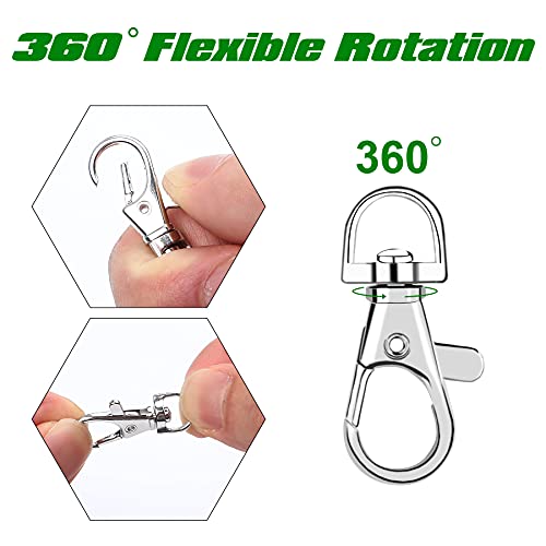 SANNIX 60PCS Lobster Claw Clasps with Key Rings,30PCS Keychains Clips Hooks - color: Silver