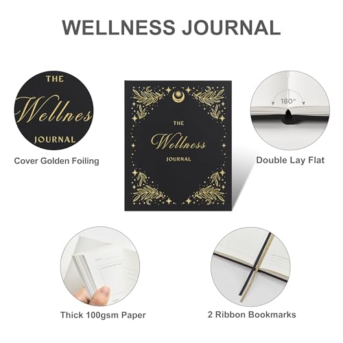 &And Per Se Wellness Journal, Self Care & Daily Journal for Women, Mental Health Planner with Habit Tracker, Diet & Goals, Undated, Gift-Ready (Stardust Black) - color: K-Stardust Black, size: 6.5 x 8 Inch
