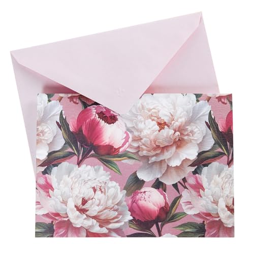 Graphique La Petite Presse Pivoine Boxed Notes | Blank Note Cards with Envelopes | 10 Count All Occasion Greeting Card Set | 5.25 x 3.8 Inches | High Quality Thick Paper Stationery with Unique Design - color: Pivoine
