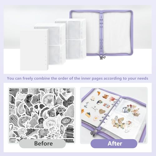 Reusable Sticker Storage Organizer Binder Collecting Book A5, Purple - color: Purple