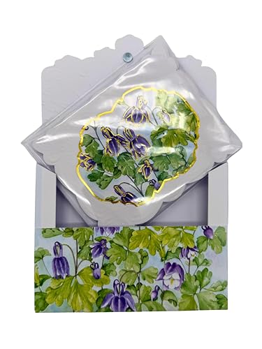 Poster Foundry Lilac Drops Boxed Note Cards by Carol Wilson. 10 embossed 4x5 Die-Cut Notecards and Matching Envelopes in Decorative Gift Box with Magnetic Flap. NCP2504 - color: Floral - Lilac Drops, style: 1 Gift Box Set / 10 Cards Total