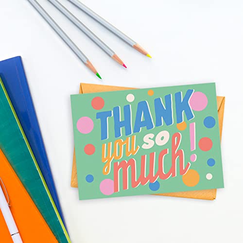 Sweetzer & Orange S&O Fun Thank You Cards with Envelopes - Blank decor sheets for Handwritten Messages, Appreciation Cards with Envelopes, Set of 24 Gratitude Notes for Teachers with Colorful Cover