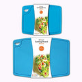 Liflicon Thick Cutting Boards for Kitchen Silicone Chopping Board Set of 2 Mid 12.6'' x 9.1”,Mini 9.1”x7.1” Non-slip Deep Drip Juice Groove Easy Grip Handle,Dishwasher Safe-Blue - color: Blue, size: 9.1"L x 7.1"W & 12.6"L x 9.1"W