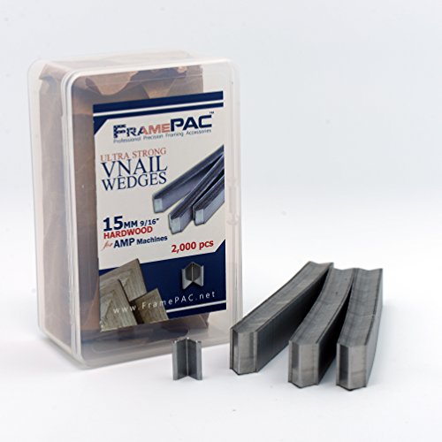 V Nails for Hardwood Picture Frames - 15mm (9/16 Inch) - [2000 V-Nail Pack, Stacked] - AMP - Ultra Strong Vnail Wedges for Picture Framing - Joining Picture Frame Corners - size: 5/8 inch [15mm] - 2000 pack, style: AMP - Hardwood