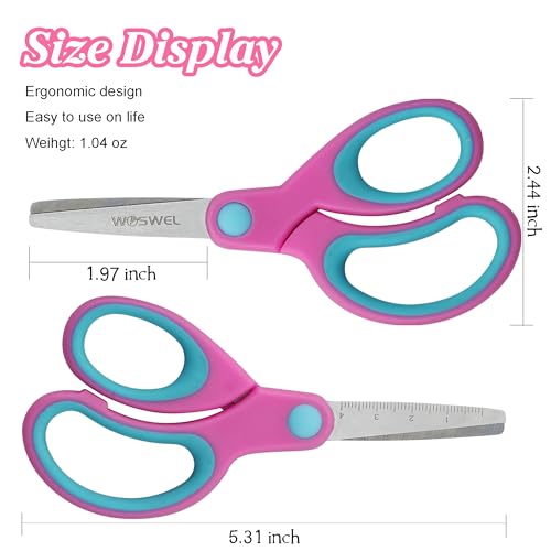 Kids Scissors Bulk, Woswel 36 Pack Safety Blunt Tip Student Scissors, 5 “ Student Scissors with Comfort Grip, Assorted Colors Children Craft Scissors for Cutting Paper Craft Art Supplies