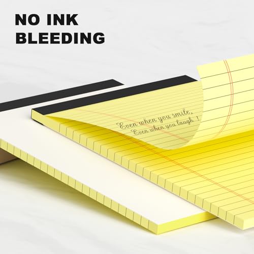 AILZFEI 6pcs Small Note Pad 5x8 College Ruled Legal Pads Paper Notepads 6 Pack Study Back Writing Pads 5 x 8 Legal Pads Perforated Narrow Ruled Pads of Paper Yellow - color: Yellow