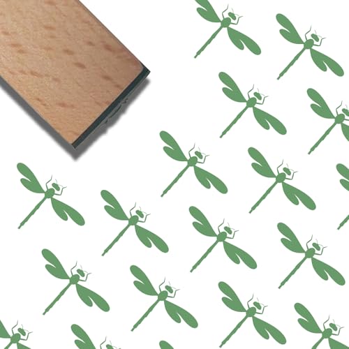 CRASPIRE 0.6 Inch Mini Dragonfly Square Wooden Stamps Wood Rubber Stamps for Card Making Merry Christmas Small Pattern Rubber Squares Stamp DIY Craft Card Scrapbooking Merry Christmas Decorative Art - style: Dragonfly