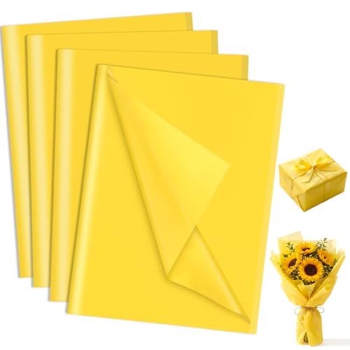 woric 160 Sheets Yellow Tissue Paper for Gift Bags 20 X 14 Inches | Gift Tissue Paper Bulk for Back To School Crafts Wrapping Fall Halloween Birthday Sunflowers Theme Party Decorations - color: Yellow