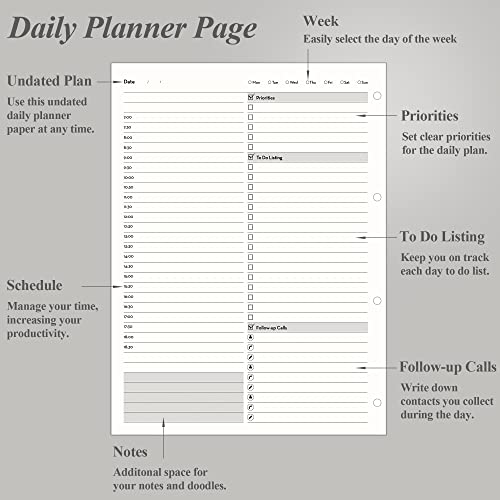 EMSHOI Undated Hourly Daily Planner Refills, 160 Pages, A4 (8.5" x 11.5") - color: Planner Refills
