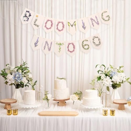 Floral 60th Birthday Banner Set - Floral Party Decorations, Blooming into 60 DIY Paper Garland, Elegant Flower Happy Birthday Bunting, Mom 60 Years Old Milestone Anniversary Party Backdrop Props(Blooming into 60) - color: Blooming into 60
