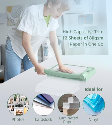 Firbon 12 Inch Guillotine Paper Cutter, Heavy Duty Paper Trimmer - color: Morandi