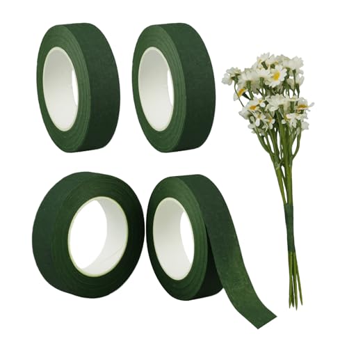 4 Rolls 18mm Wide Floral Tape Dark Green Flower Tape for Bouquet Stem Wrapping (4, Dark Green, 18mm*30Yard) - color: Dark Green, size: 18mm*30Yard