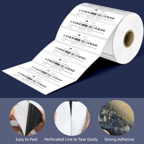 L LIKED 1400 Thermal Labels 4"x1", Strong Adhesive Shipping Labels | BPA Free, Block Old Information, Perforated Easy-Tear, Compatible with Rollo, Zebra and Other Desktop Printers - size: 4"x1"-1 Roll
