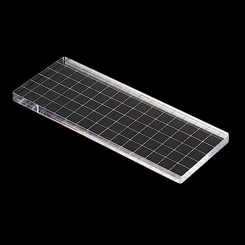 6" x 3" Acrylic Stamp Block, Clear Stamping Block with Grid Lines Decorative Mounting Blocks Square for Scrapbooking DIY Crafts Card Making