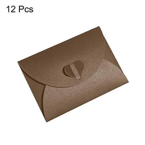 PATIKIL Gift Card Envelopes, 12 Pack Heart Shaped Clasp Small Gift Cards Holder Mini Envelope for Birthdays Weddings, Brown - color: Brown