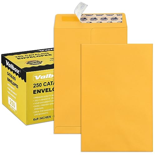 ValBox 6x9 Self Seal Catalog Security Envelopes 250 Count Small Brown Kraft Envelopes for Mailing, Storage and Organizing - color: Brown, size: 6x9 Inches