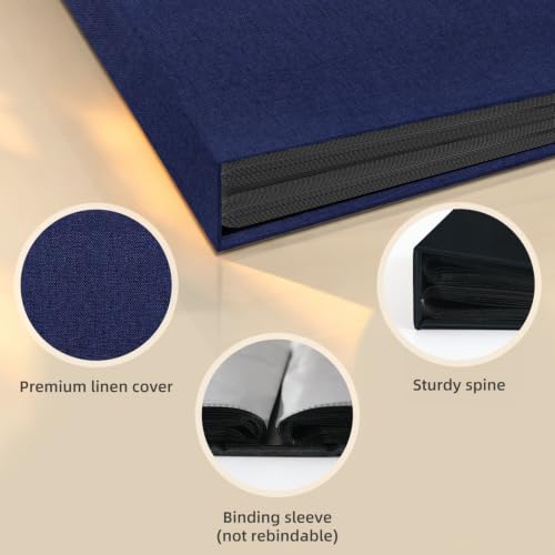 Popotop Photo Album 4x6 100 Pockets for Wedding Gifts,Linen Hardcover Picture Albums for Family Anniversary Baby Vacation Pictures - color: Blue, size: 100 Pockets
