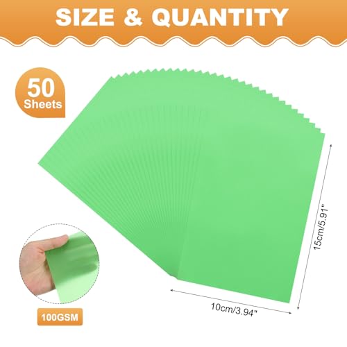 MECCANIXITY 50 Sheet Colored Vellum Paper 4" x 6", 100gsm Translucent Printable Vellum Sheets for Printing Wedding Invitations Inkjet Laser Printer, Green - color: Green, size: 4" x 6"