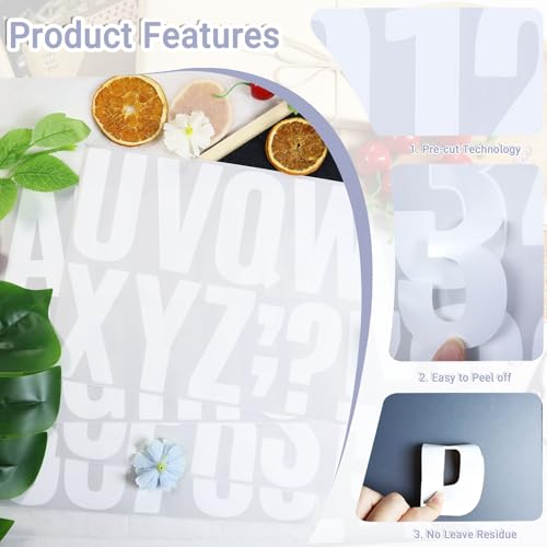 12 Sheets 4 Inch Letter Number Stickers, 132 Pieces, White - color: White, size: 12