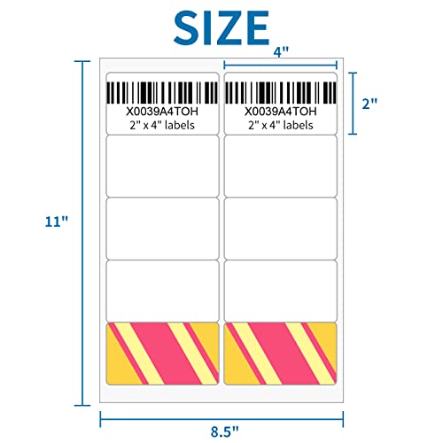 2” x 4” Shipping Labels 5000 Address Labels Printable, White Sticker Label Sheets for Laser Inkjet Printers (10 Labels/Sheet, 500 Sheets) - size: 2" x 4" (10-UP), style: 500 Sheets