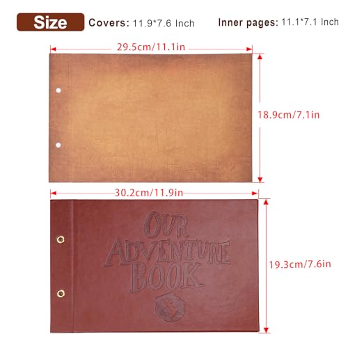 Adventure Book Scrapbook Photo Album 80 Pages Retro Leather Cover Memory Book with Luxury DIY Accessories Kit,Exquisite Box Gift Couples Weddings,Travelling,Christmas Day - color: Scrapbook gift set