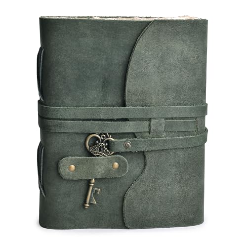 LEATHER VILLAGE Leather Journal For Men Key Lock, Teal 8x6. - color: Aqua, size: 8"X6"
