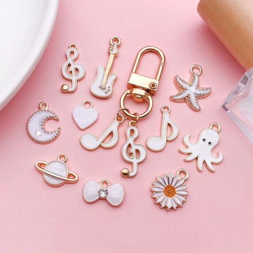 Youdiyla 40pcs Enamel Charms Alloy Metal Charms for Jewelry Making Necklace Bracelet Earring DIY Accessories - color: White