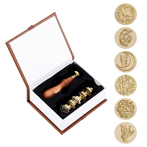 Yoption 6 Pcs Wax Seal Stamp Set, Botanical Flower Sealing Stamp Kit - color: Plant Set