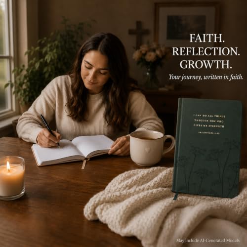 Eccolo Christian Journal Notebook Hardcover Lay Flat 192 Ivory Lined Pages - color: Dark Green, size: 6X8