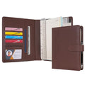 Wason A5 Binder PU Leather Journal Ring Portfolio Lined Notebook Refillable Paper Diary with Removable Clipboard Writing Notepad for Travel Business School Agenda Organizer (Coffee) - color: Coffee