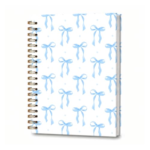 JYYDADIXX Spiral Journal Notebook, Cute Hardcover Lined Notebook for Work & Note Taking, Funny College Ruled A5 Notebooks 60 Pages for Women Men Luxury Blue Bowties