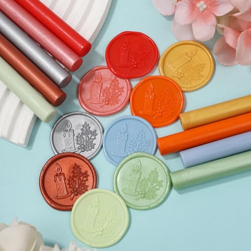 12 Pcs Glue Gun Wax Seal Sticks for Wax Stamp, Vintage Sealing Sticks Set Suit to 0.43'' Glue Gun Great for Wedding Invitation, Cards, Envelopes, Christmas Ideas (Rose Gold) - color: Rose Gold