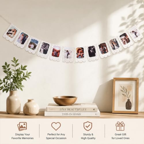 Lace Photo Frame Wedding Banner Milestone Photo Garland Decor