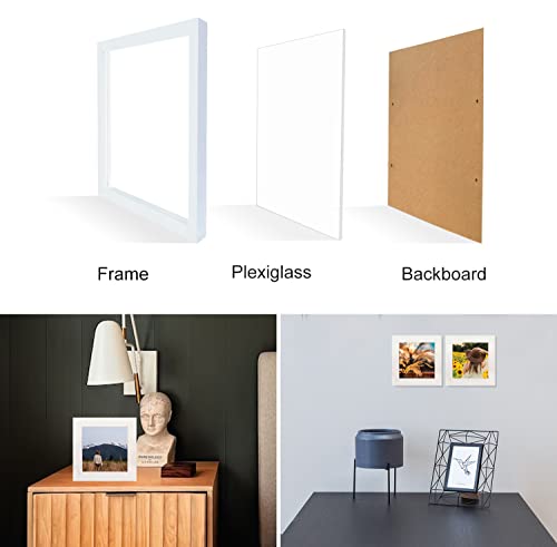 4x4 White Picture Frames Set of 2, Square Solid Wood Photo Frame for Tabletop or Wall Mounting - color: White, size: 4X4(2pcs)