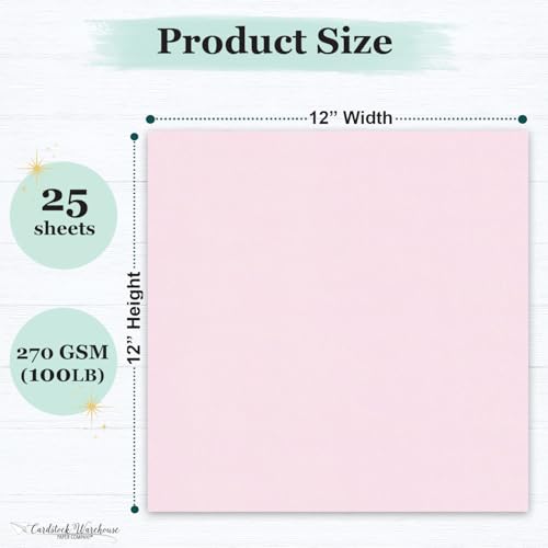 Cardstock Warehouse Pop-Tone Pink Lemonade Cardstock Paper – 25 Sheets, 12 x 12" - 100 lb / 270 GSM Premium Pink Card stock for Die-cutting, Crafts, Scrapbooking, Card Making and DIY Projects - color: Pink Lemonade