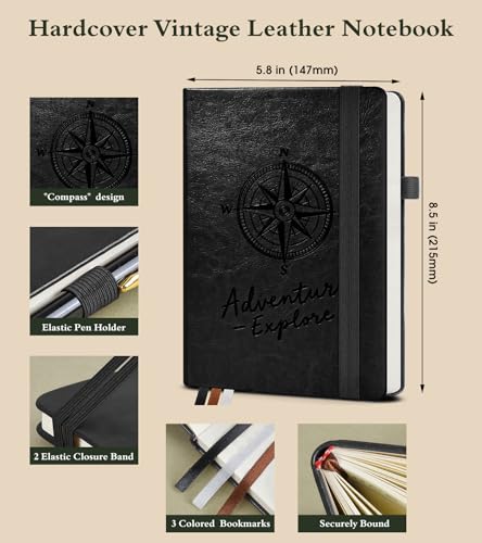 PAIBAS Blank Journal Notebook for Women Men,160 Pages,A5 Hardcover Sketchbook for Drawing, Sketch book, Unlined Notebooks for School,Work, Note Taking,Travel Journals for Writing 5.8"x8.5" (Black) - color: Black, size: Blank (5.8" x 8.5")
