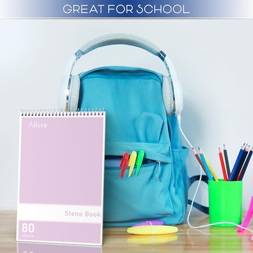 Alitte Steno Pads Spiral 6x9-12 Pack Pastel Colors - Perfect for Work, School, and Home Use, Easy Tear-Off Pages, Gregg ruled, White Paper - No Ink Bleeds - 80 Sheets - color: Pastel Color, size: 12 Pack