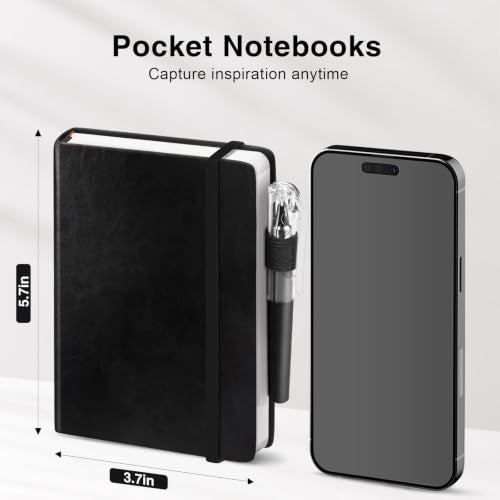 Oucaru Small Notebook 3 Pack, A6 Pocket Notebook, Mini Lined Journal - color: B-Midnight Black, style: 3 Pack