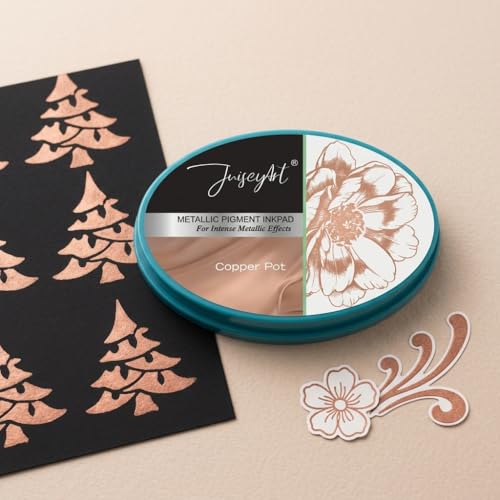 Metallic Pigment Ink Pad Set, Gold, Silver, Copper, Rose Gold, for Card Making, Scrapbooking, Paper Crafts, Ages 14+ (4 Colors) - color: 4 Colors