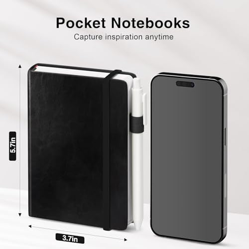 Oucaru Small Notebook 8 Pack, A6 Pocket Notebook, Mini Lined Journal - color: B-Midnight Black, style: 8 Pack