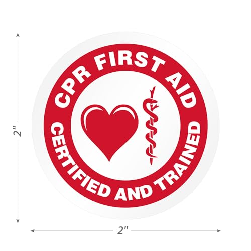 SmartSign CPR First Aid - Certified and Trained Pack of 5 Hard Hat Labels | Retro-Reflective, 2" Circle - color: Cpr First Aid - Certified and Trained