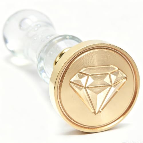 LANKIN Diamond Wax Seal Stamp, Jewelry Theme; 25mm Brass Head | White Bubble Handle Wax Stamp for Wedding Invitations, Birthday Cards, Envelopes, Gift Wrapping - color: Diamond