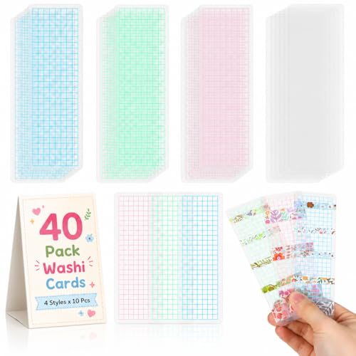 NUOBESTY 40Pcs Washi Cards Tape Sample Board, Portable Washi Tape Organizer Cards for Scrapbooking, Journaling, Planner Storage, Travel Journal, Craft Room, Office and School Use - color: Assorted 40pcs